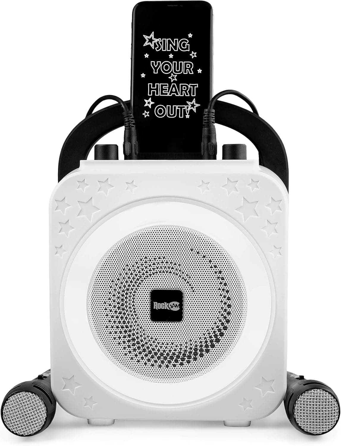 RockJam Ring Bluetooth Karaoke Machine with Two Mics recarregável, sem fios preto