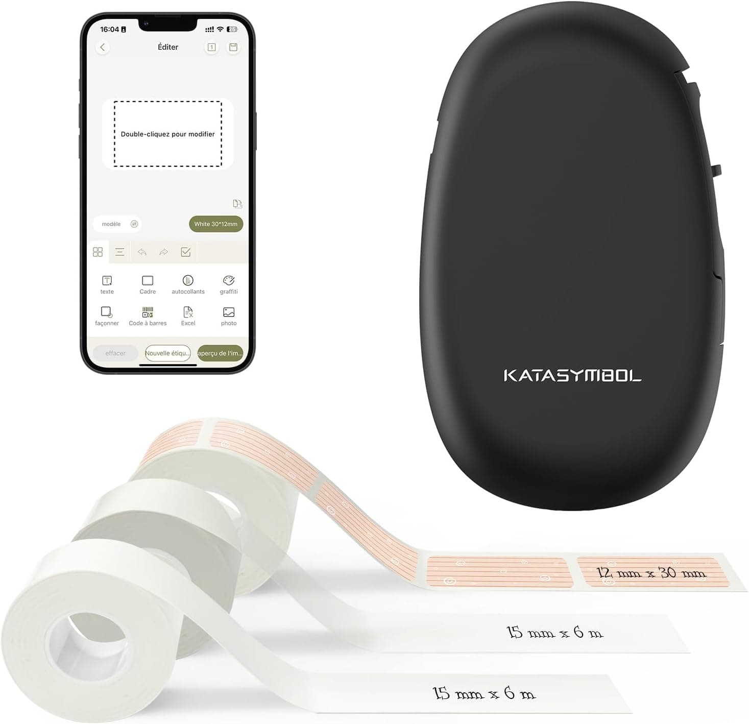 SUPVAN E10 Etiquetadora com 3 etiquetas contínuas autocolantes impermeáveis, Smart App 40 fontes, 150 desenhos e 700 ícones, para casa, cozinha, escola, organização, escritório, preto