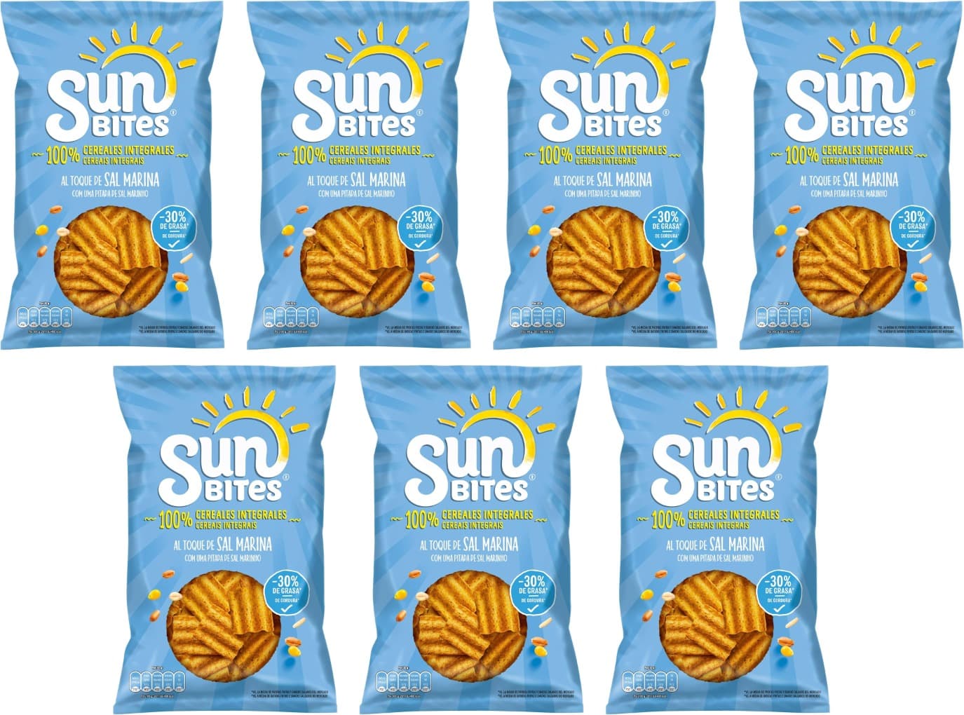Sunbites Snack ondulado multicereais ao toque de sal marinho - 95 g x 7