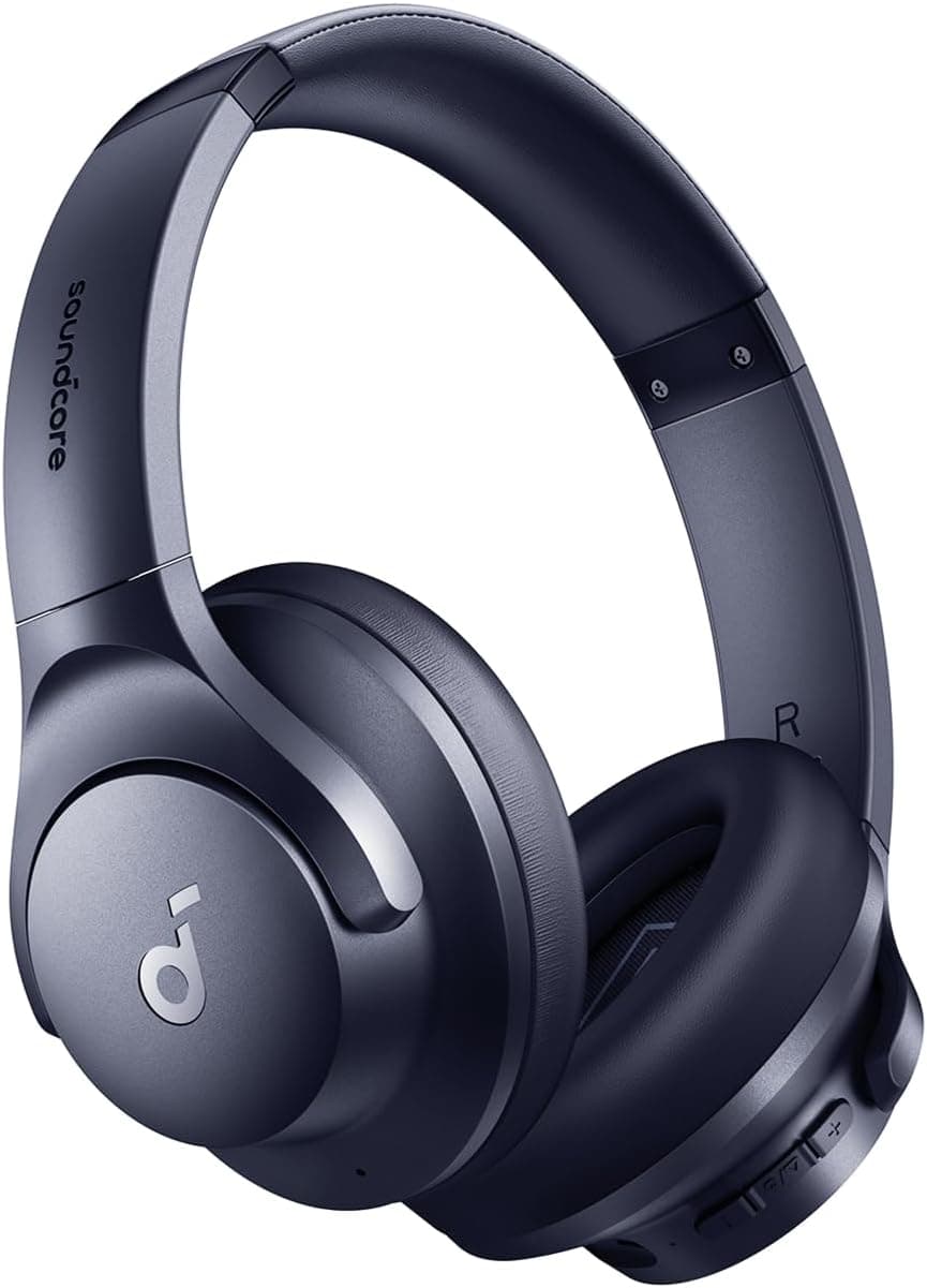 Soundcore Q20i Headphones sem fios Bluetooth com cancelamento de ruído ativo híbrido by Anker, reprodução ANC de 40 horas, áudio Hi-Res, personalização via App, modo de transparência, graves profundos