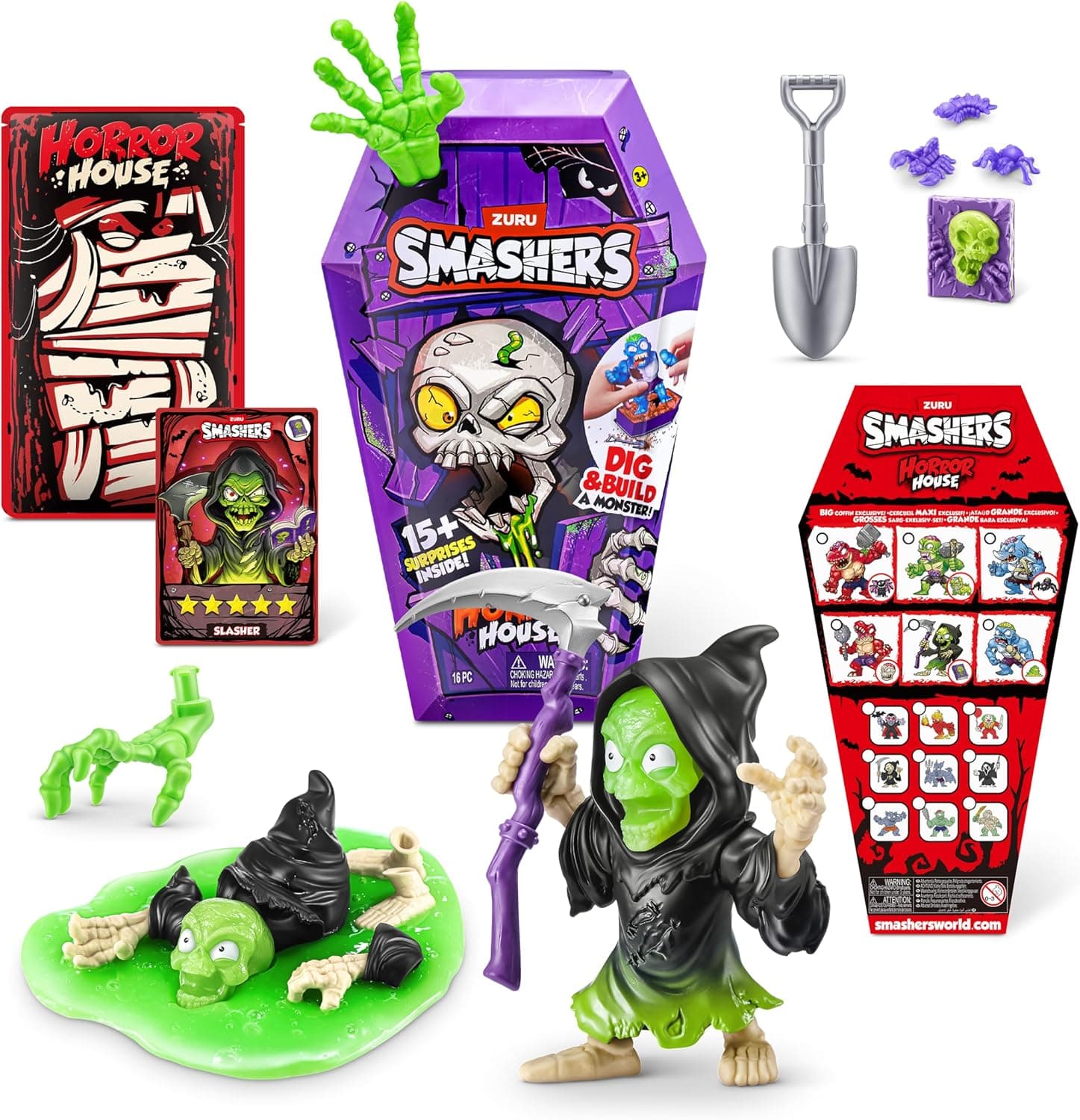 Smashers Horror House da ZURU, brinquedo interativo, brinquedo colecionável para crianças e adolescentes (30 cm), (Reaper)