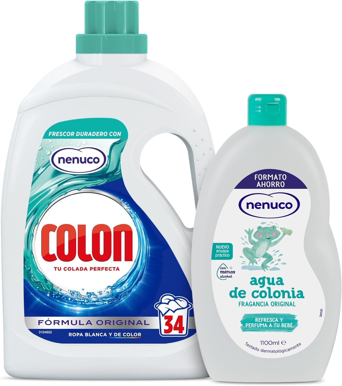 Nenuco Água de colónia, fragrância original, com menos álcool, formato de poupança de 1100 ml colon detergente de gel, azul, 34 lavagens