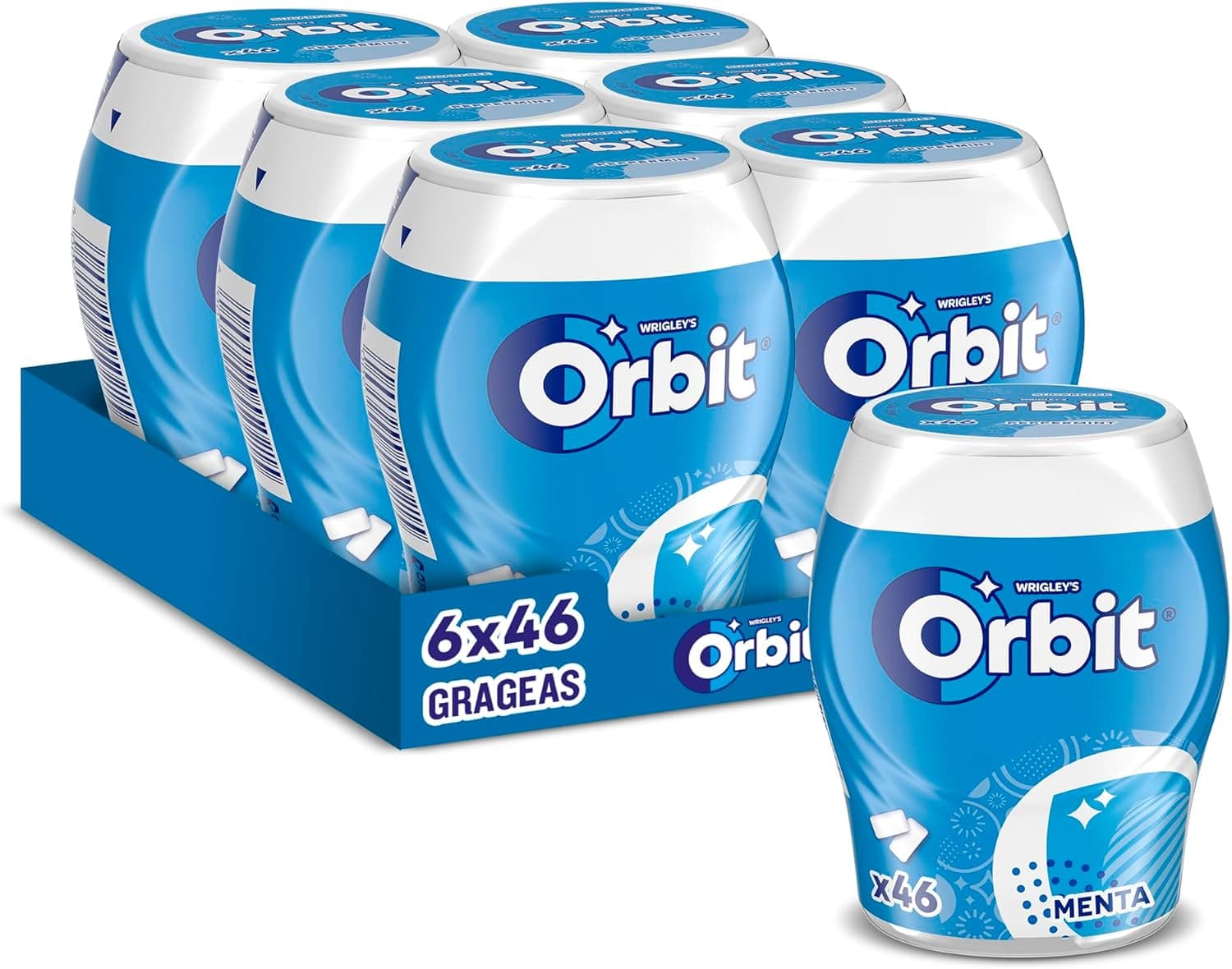 Orbit Barco de pastilhas sem açúcar sabor hortelã, fresco, intenso e de longa duração em formato de drageia (6 x 46 pastilhas)