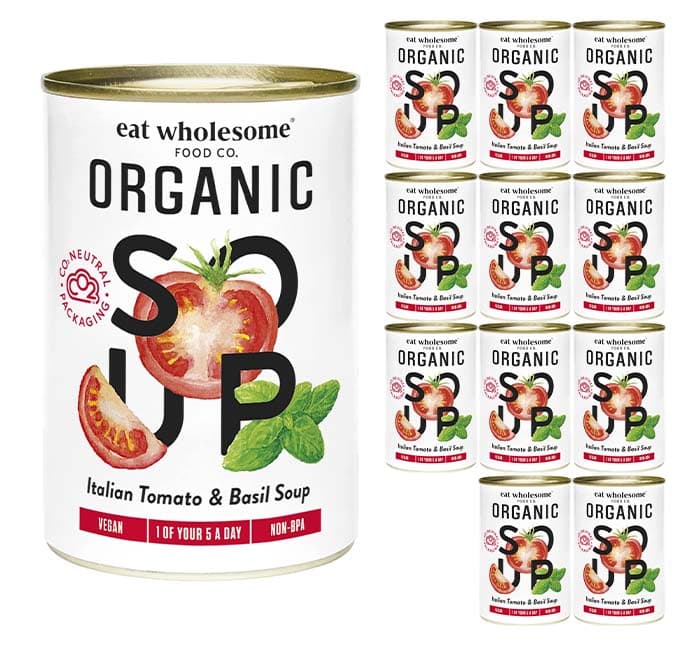 Eat Wholesome sopa ecológica de tomate e manjericão, 400g x 12