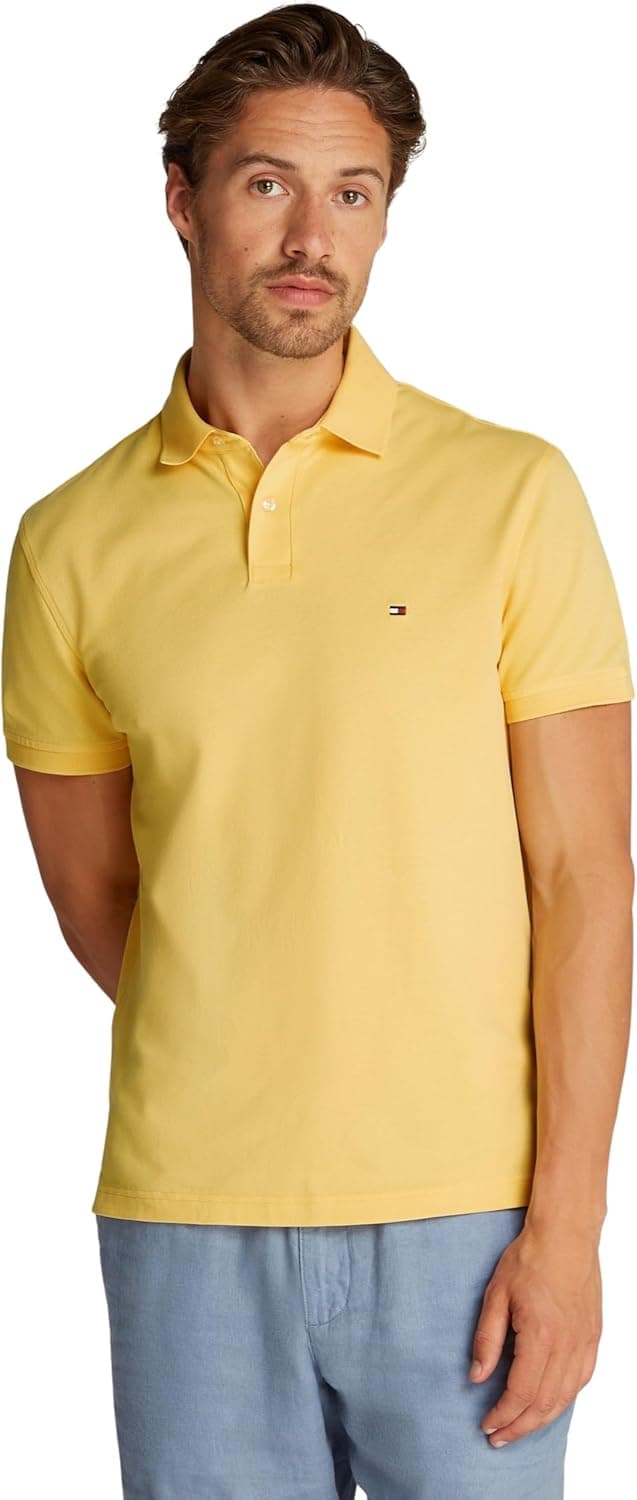 Tommy Hilfiger Polo de manga curta para homem regular Fit com botões