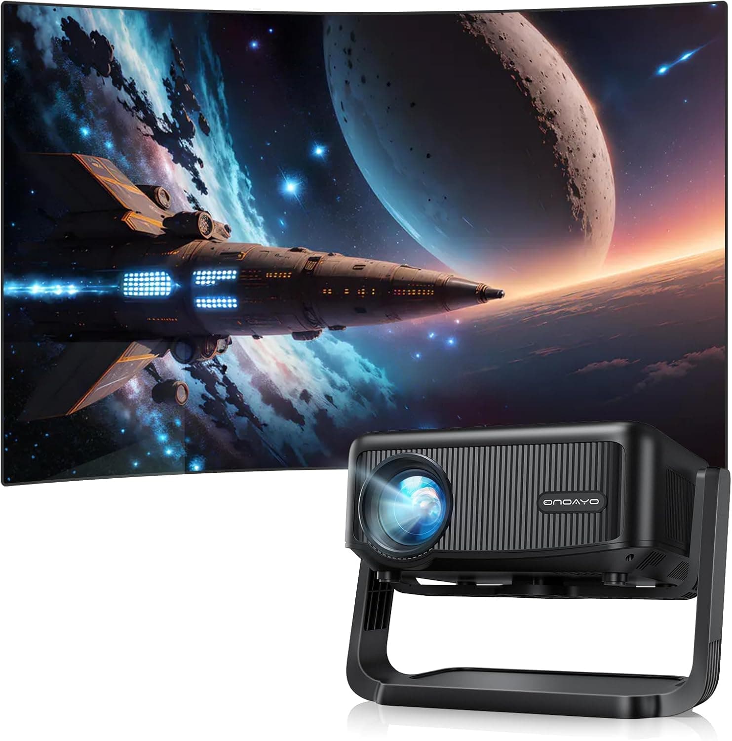 Projetor: ± rotação de 360°/teclado automático/foco remoto: WiFi6 Bluetooth projetor portátil 1080P HD função Zoom com suporte desmontável mini projetor para iOS/Android