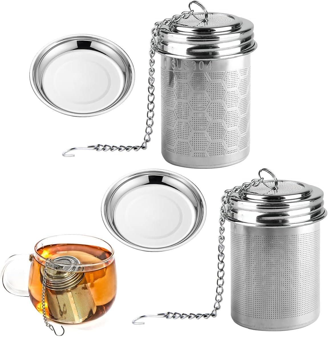 Conjunto de 2 infusores de chá de inox para caneca ou bule
