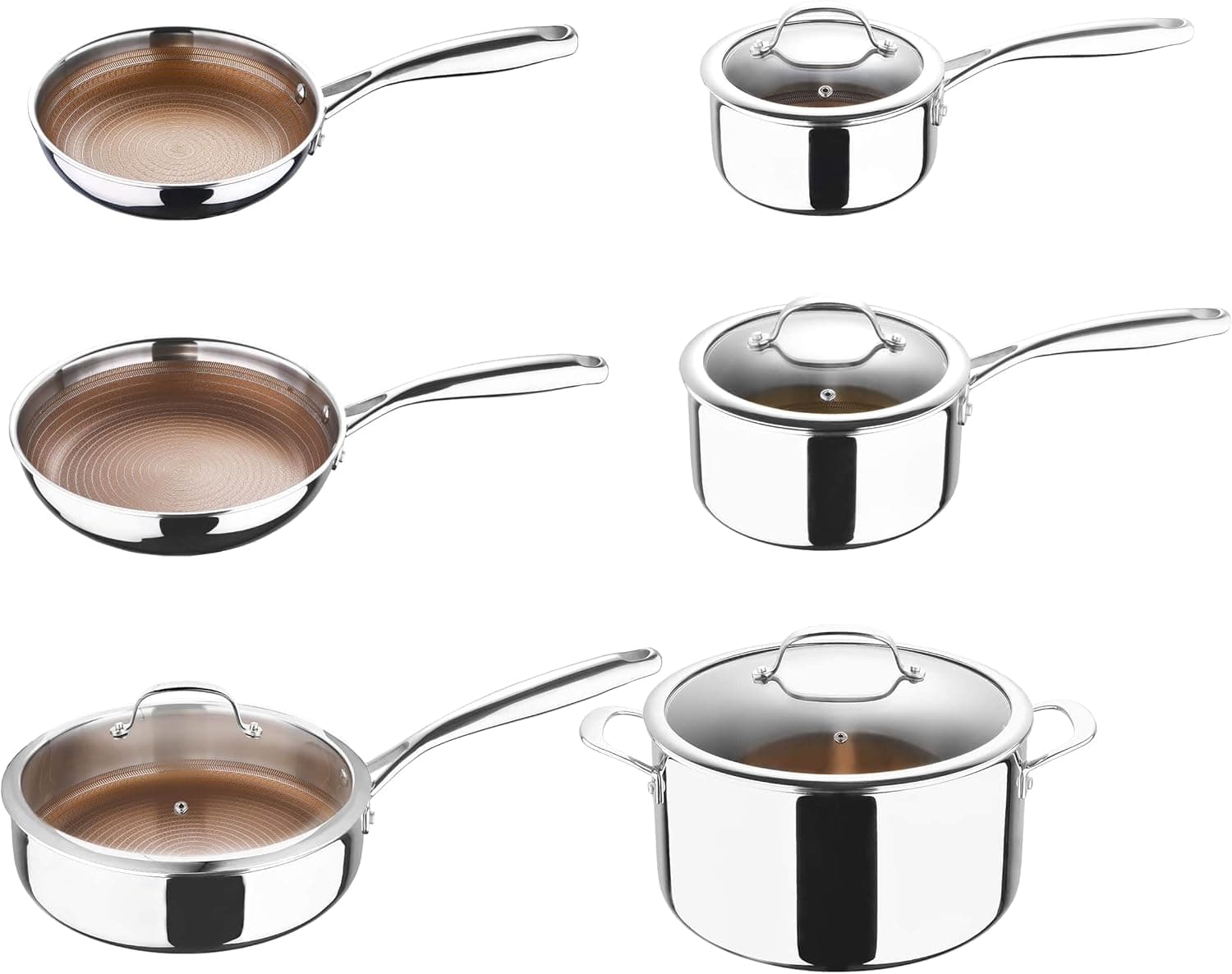 MasterPRO GIRO - Conjunto de utensílios de cozinha, inclui panelas e panelas, aço inoxidável, revestimento antiaderente, adequado para forno e todas as superfícies de cozimento