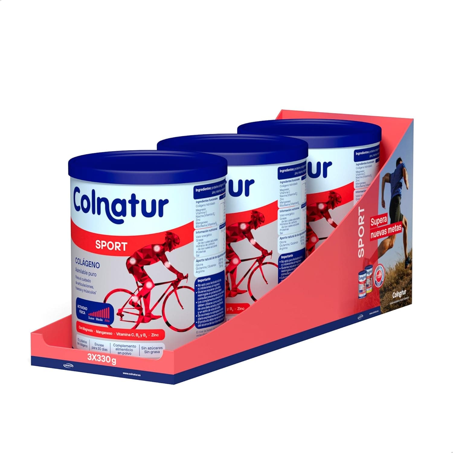 Colnatur Sport Neutro 3PACK 990 g, colágeno com magnésio, zinco e vitamina C para músculos, ossos e articulações