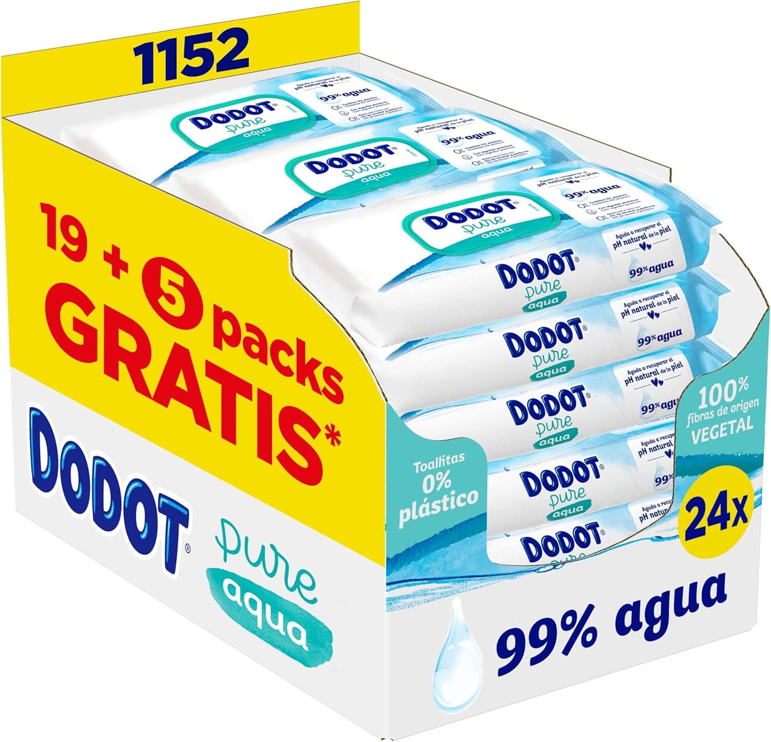 Dodot Toalhetes Pure Aqua para bebé 24 embalagens de 48 unidades = 1152 toalhetes