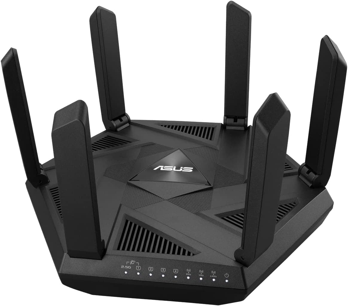 ASUS RT-AXE7800 Router WiFi 6E Extensível de banda tripla, 6 GHz, porta 2,5 G, segurança de rede, Instant Guard, controlo parental, VPN integrada, compatível com AiMesh, Smart Home, SMB