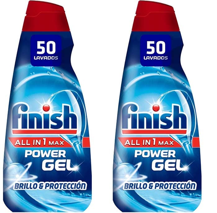 Finish All in 1 Max Power gel brilho e proteção detergente gel para máquina de lavar louça, 50 doses, 2 embalagens