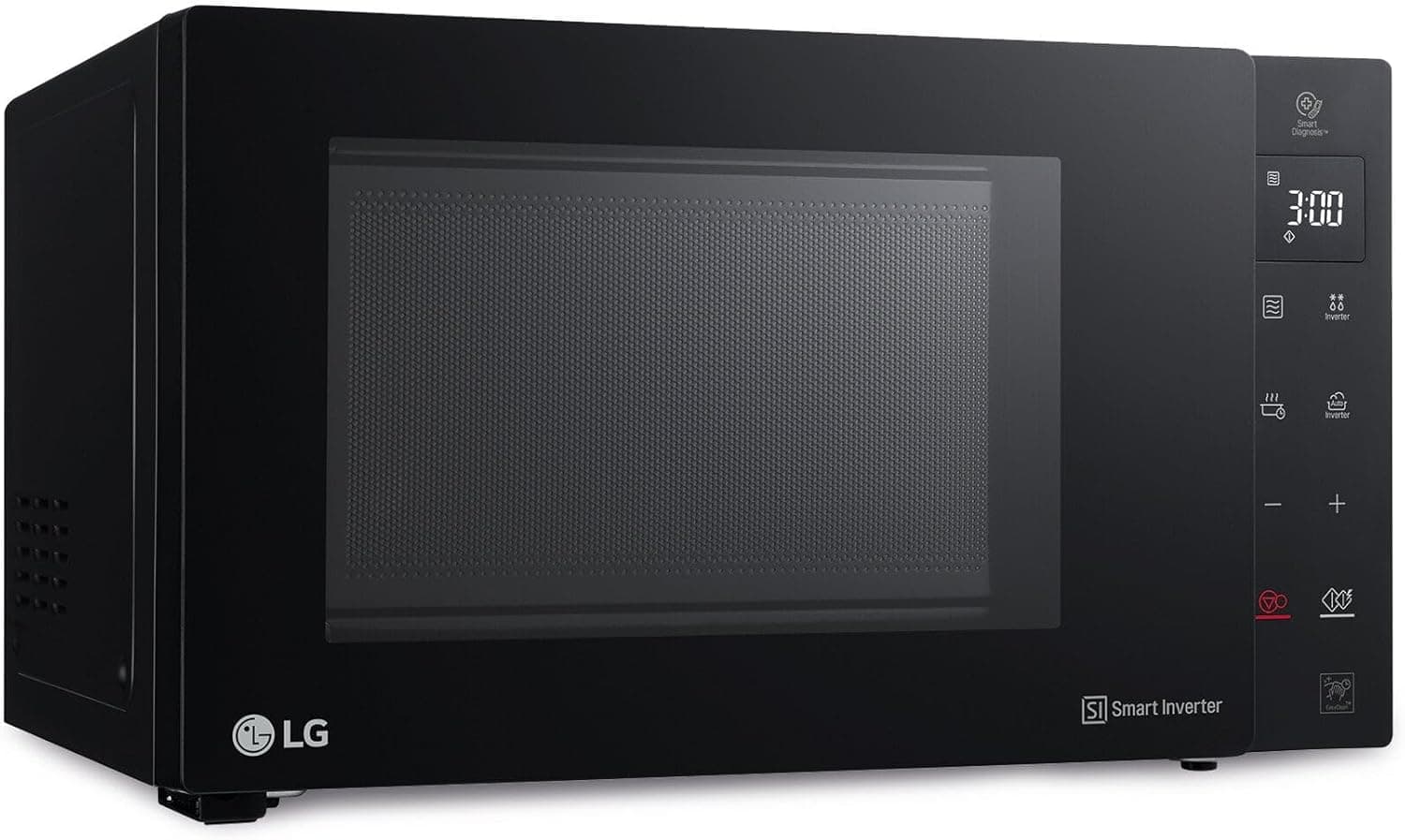 LG MH6535GIB Microondas com grill, 1000 W, Smart Inverter, Display digital, cor preta transparente, 1000 W, 25 l
