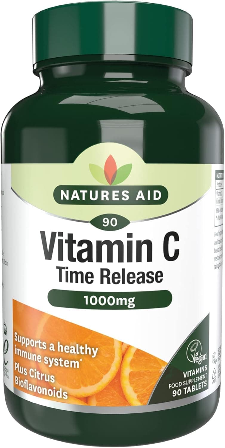 Natures Aid Vitamin C 1000 mg Time Release with Citrus Bioflavonoids, 90 comprimidos, adequado para veganos