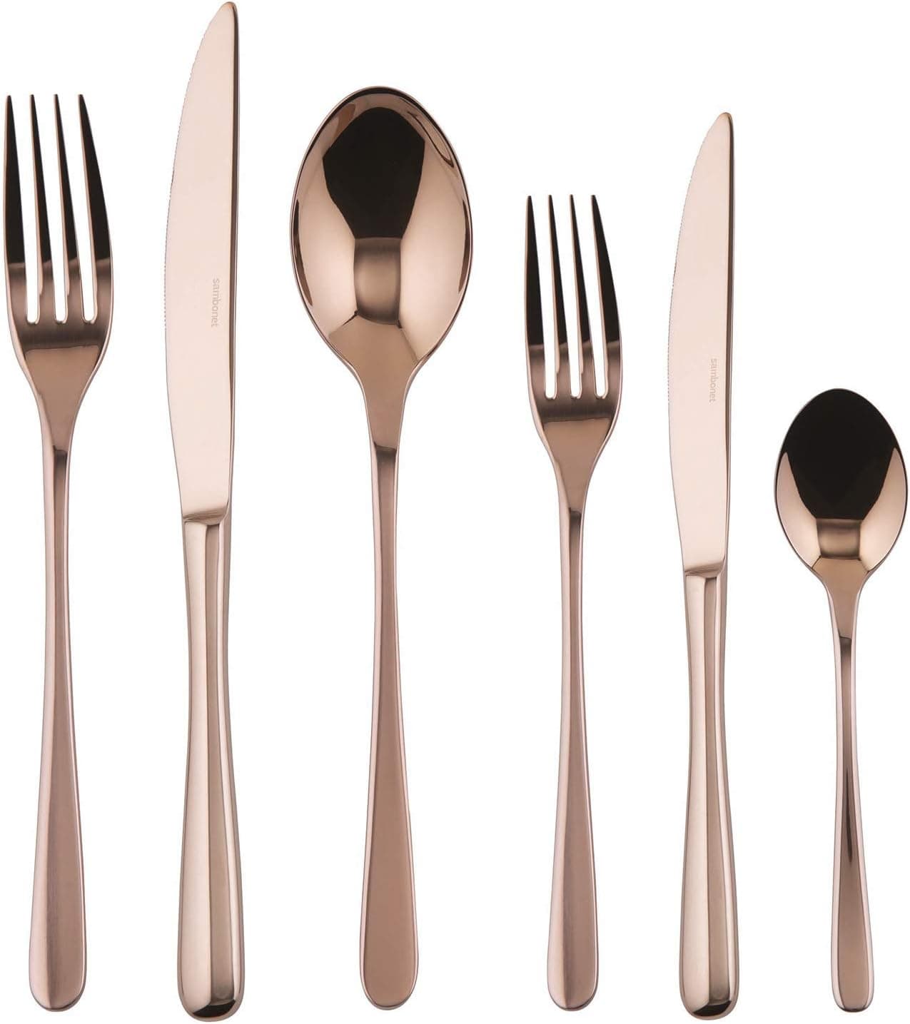 Sambonet - Conjunto de talheres de mesa para 6 pessoas, 36 peças, aço inoxidável, acabamento PVD, pode ser lavado na máquina de lavar louça, Copper