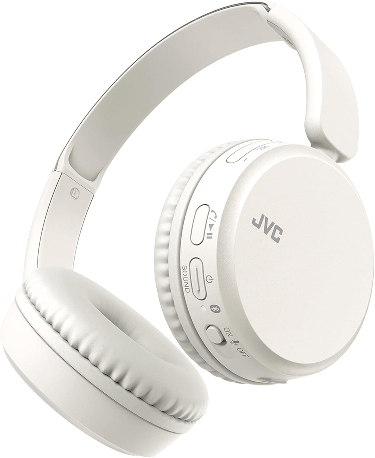 JVC Auscultadores Sem Fios de Diadema com Bluetooth 5.2, Microfone, Bateria de 35h, 3 Modos de Som e Equalizador. Leves, Graves Potentes e Design Ajustável, HA-Z37W-W (Branco)