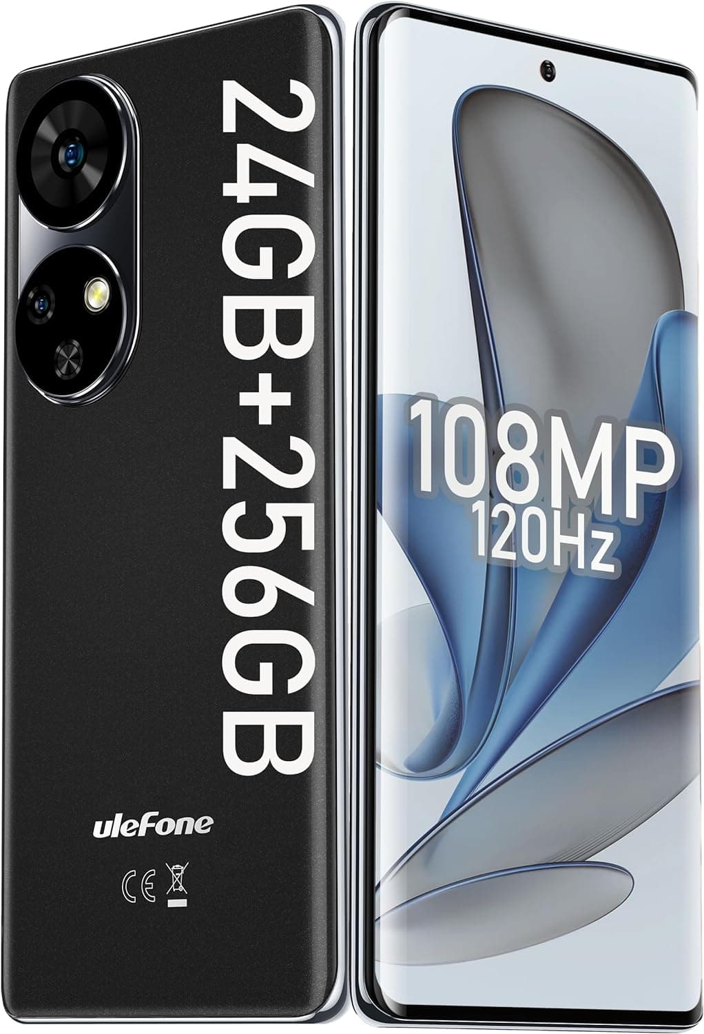 Ulefone Note 17 Pro Smartphone sem contrato, 2,4 K Amoled 120 Hz, ecrã curvado, câmara de 108 MP + 32 MP, Android 13, 24 GB + 256 GB Helio G99 com carregamento rápido de 6,78 polegadas FHD+ 5050