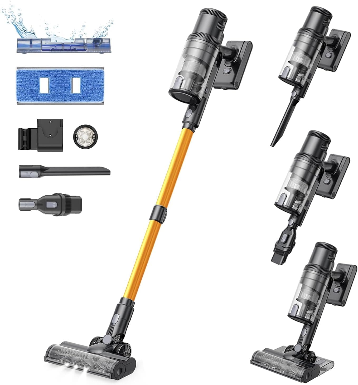 proscenic P11 Mopping aspirador vassoura sem fios, 630 milliliters, amarelo médio