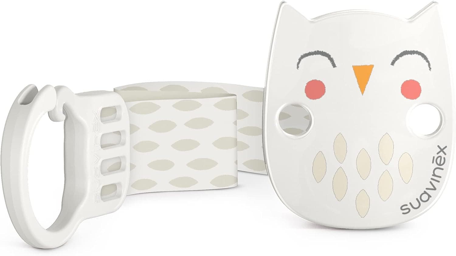 Suavinex, Broche pinça com fita. Chupeteiro. Corrente de chupeta com fita têxtil, com design frente e verso. 0 Meses Bonhomia, bege
