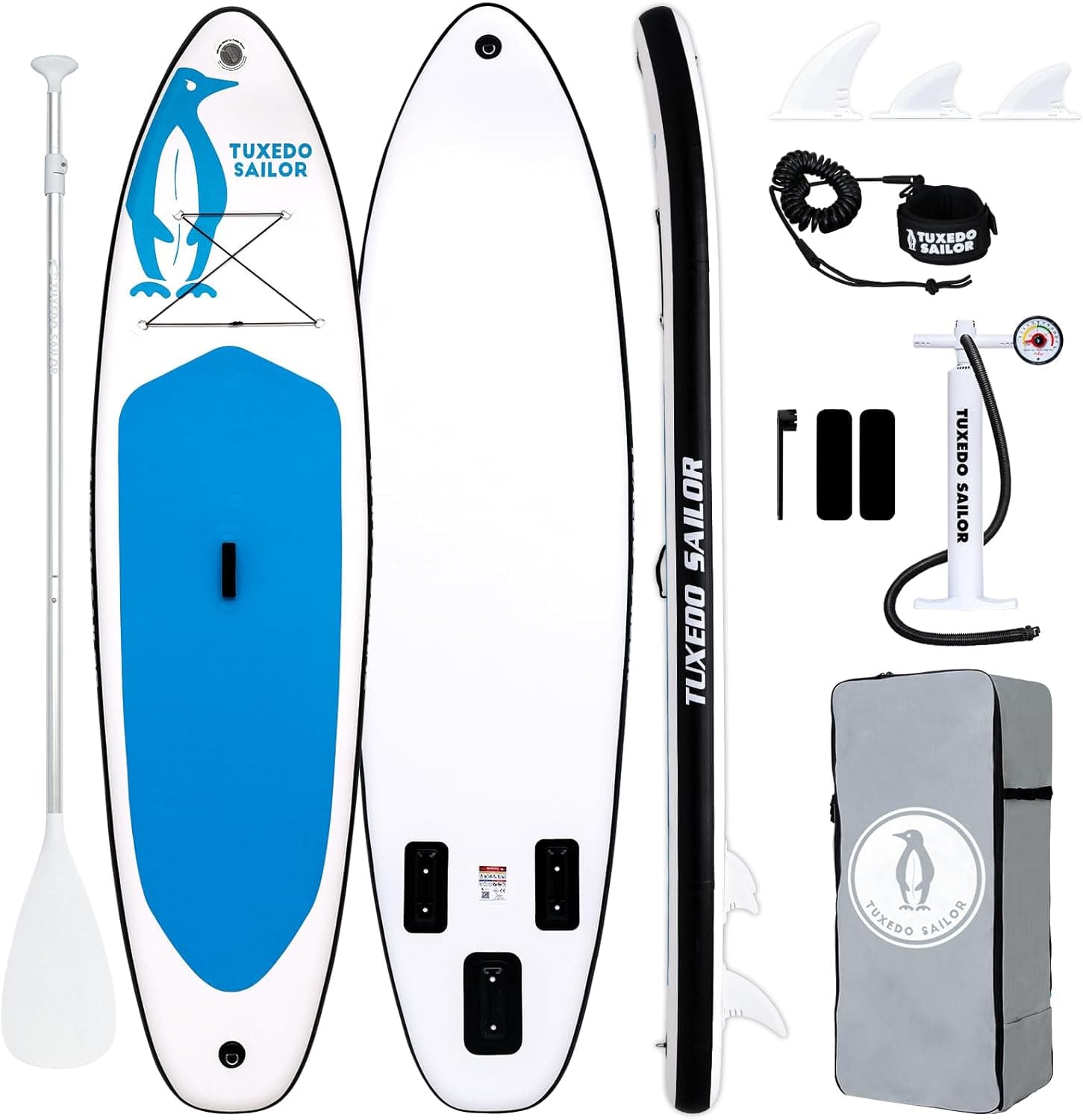 Tuxedo Sailor Tabela Paddle Surf insuflável Stand Up Paddle Board 10'6" × 33" × 6" Padel Surf Inflável Sup Board com remo, abas