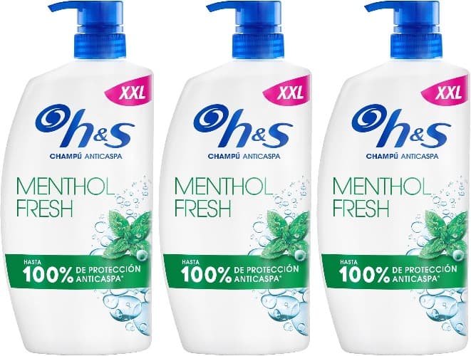 H&S Menthol Fresh champô anti-caspa 1000 ml com dispensador para uso diário x3