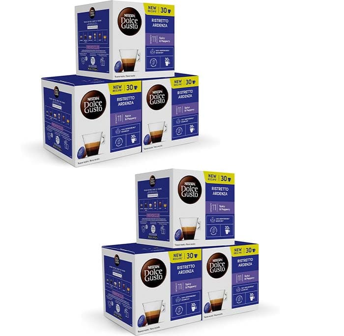 NESCAFÉ Dolce Gusto Espresso Ristretto Ardenza, 180 cápsulas, Café arábica, Intensidade 11 (6 pack x 30)