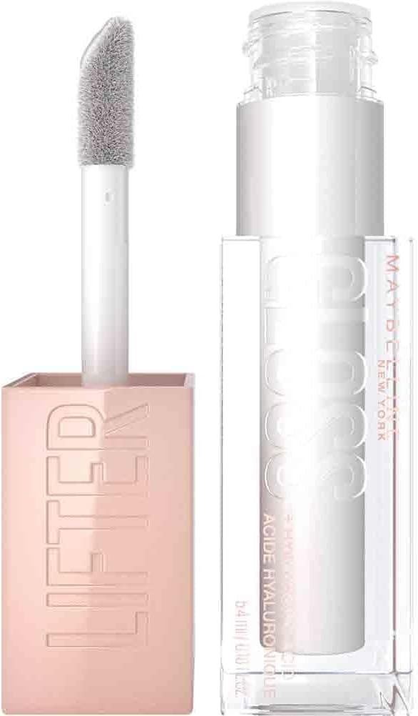 Maybelline Nova Iorque, brilho labial Lifter Gloss, hidratação intensa e lábios recheados sem rettoques, fórmula com ácido hialurónico em tom 01 pérola