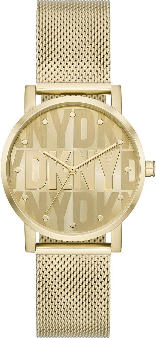 DKNY NY6692 | Relógio de pulso feminino analógico em aço inoxidável dourado com bracelete
