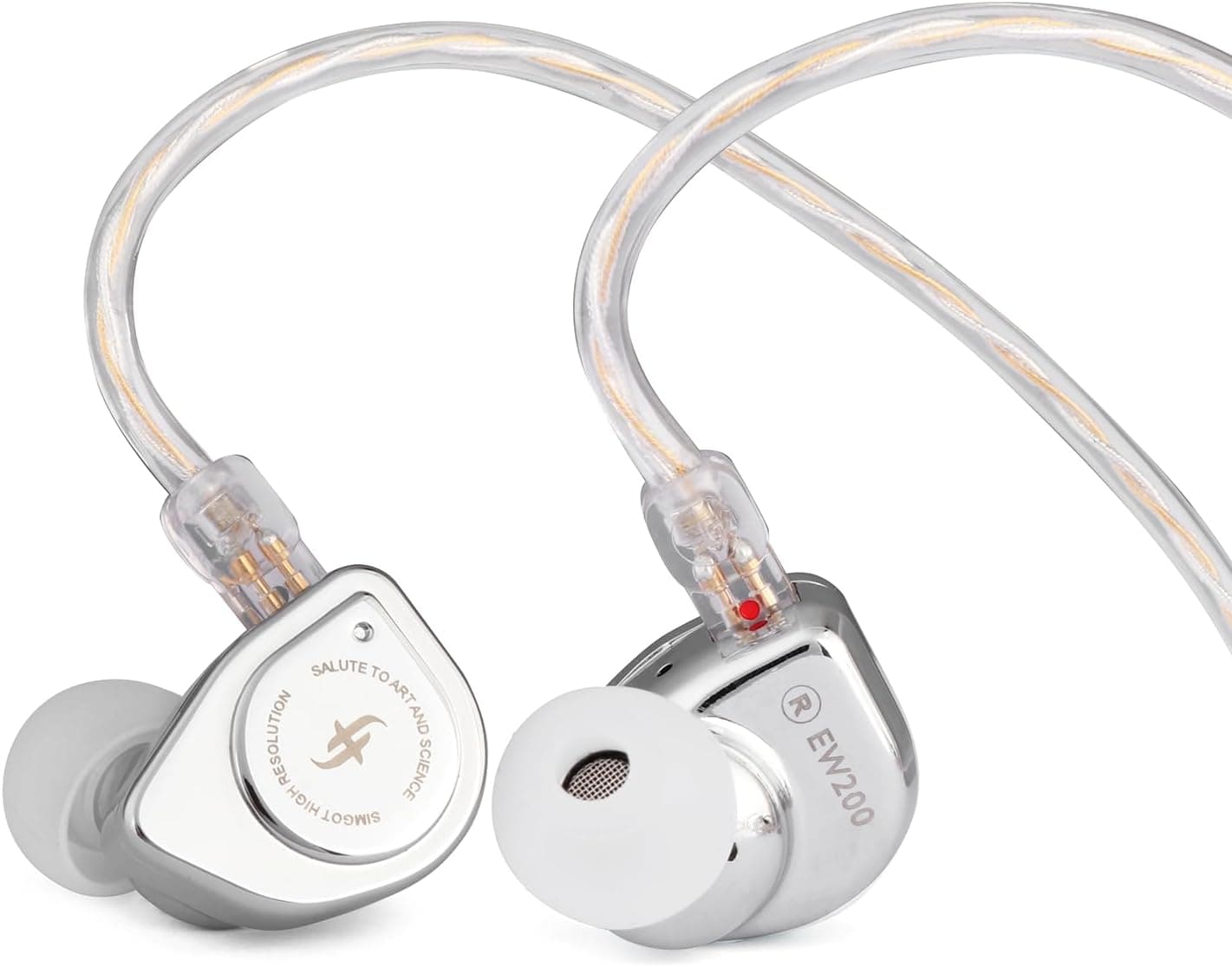 Linsoul SIMGOT EW200 Auriculares intraurais com diafragma SCP de 10 mm com corpo de metal, cabo OFC banhado a prata removível de 0,78 mm de 2 pinos para audiófilos músicos (EW200 sem microfone)