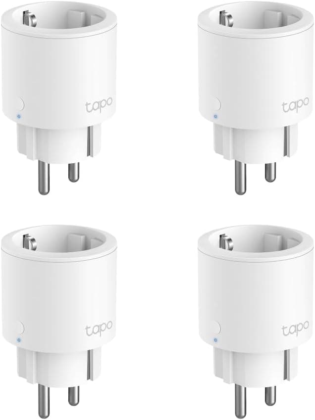 Tapo P115 (4 pacotes), mini tomada inteligente Wi-Fi com monitorização de energia, programação ligada/desligada, poupança de energia, compatível com Alexa e Google Home, branco
