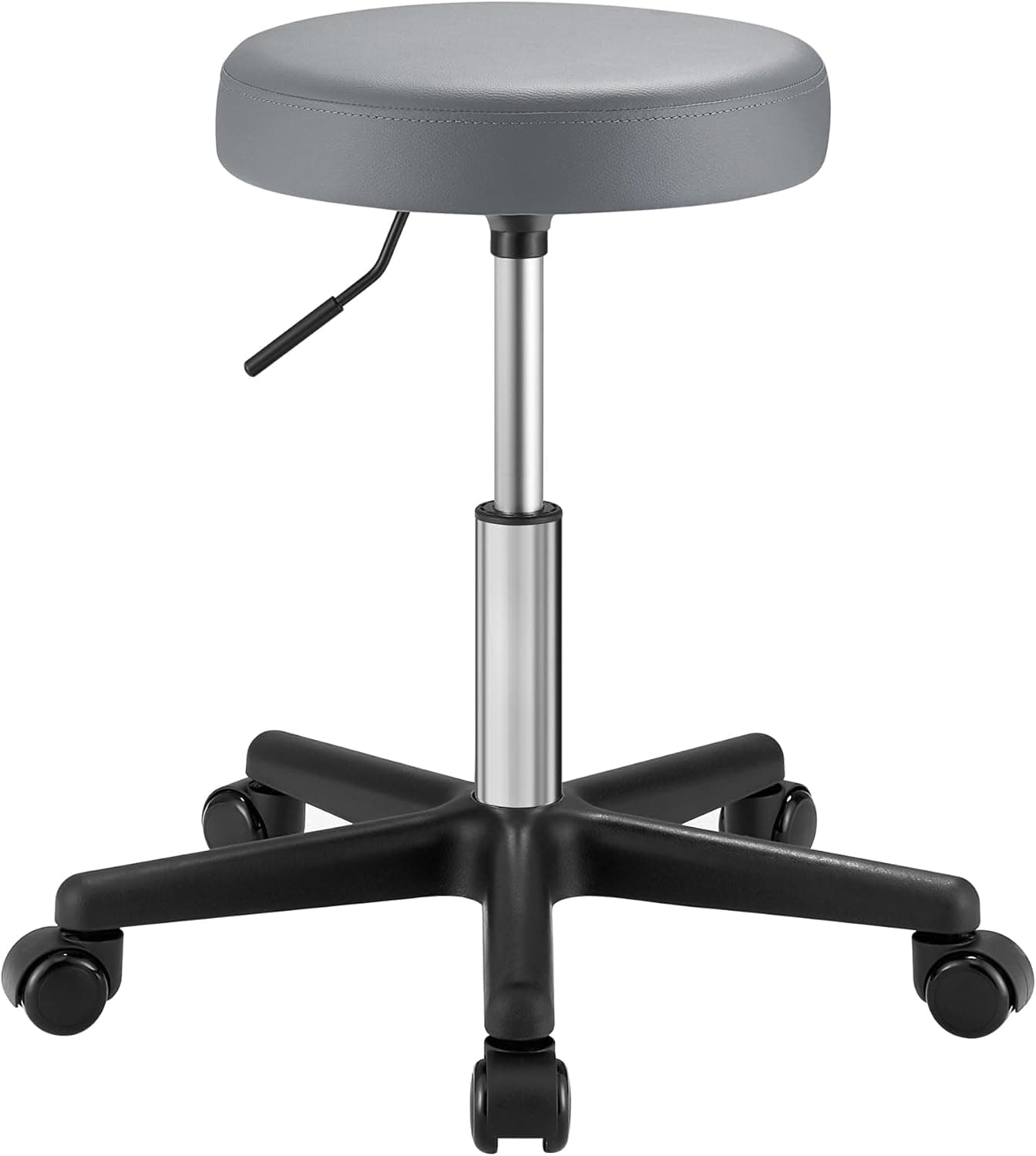 SONGMICS Banqueta de bar, com rodas, cadeira alta, regulável em altura, giratório, cobertura PU, trabalho para salão de beleza, cabeleireiro, escritório, consultas, cinzento pombo LJB061G01