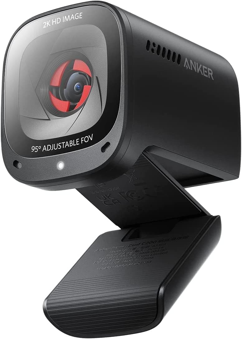 Anker 2K USB webcam, microfone estéreo K.I com cancelamento de ruído, ângulo de visão ajustável, correção de luz, cobertura de câmara integrada