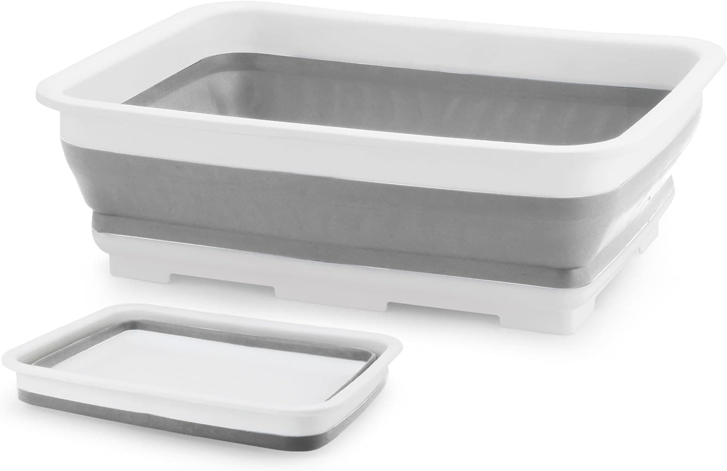 Beldray LA030191GRY Recipiente de lavagem retangular, dobrável e multiusos, adequado para lavar roupas e pratos, com capacidade generosa, prático e útil para suportar a limpeza
