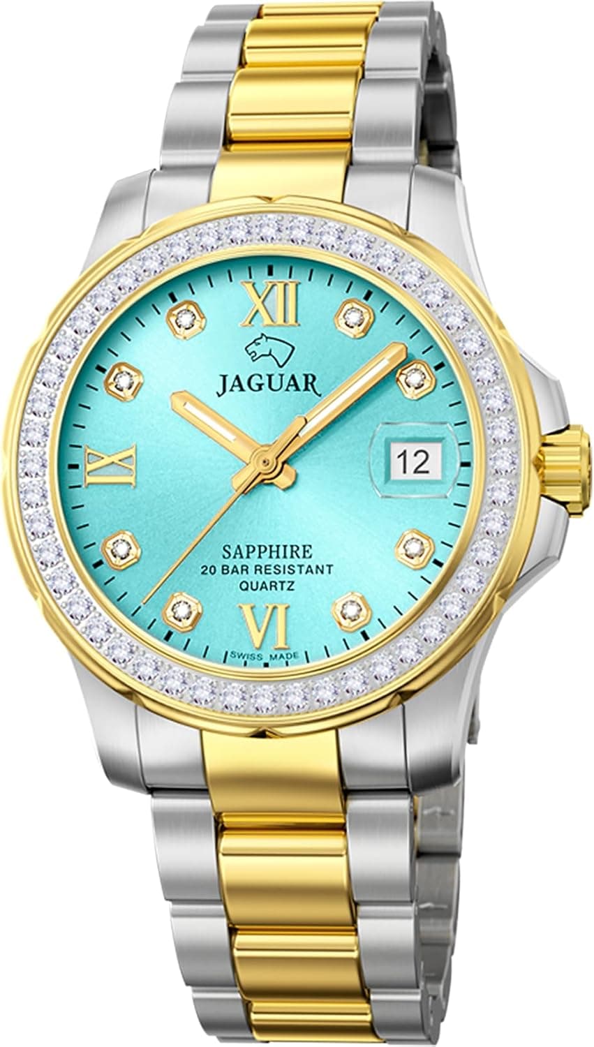 JAGUAR Relógio mulher J893/5 caixa de aço inoxidável executive 316 l multi correia de aço inoxidável 316 l multi, azul, pulseira