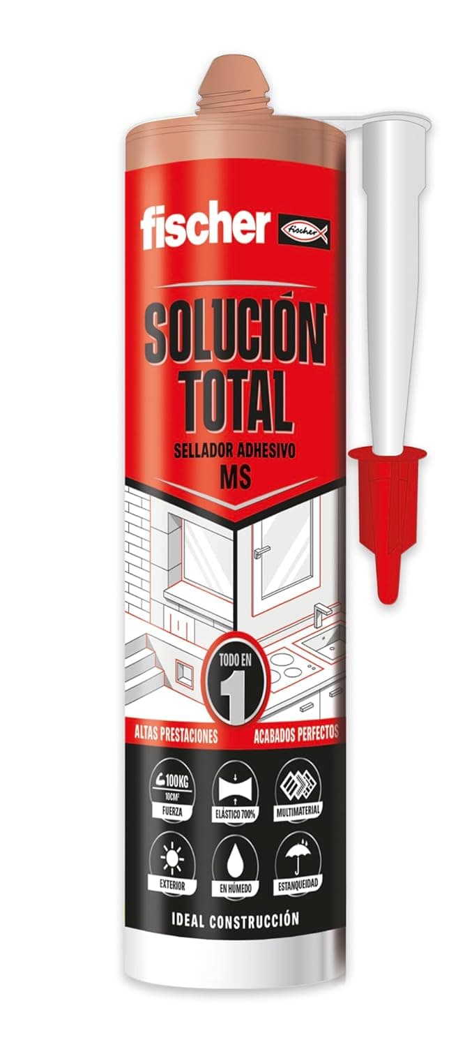 fischer - Solução total de terracota | silicone terracota exterior e selador adesivo MS | ideal para concreto, tijolo e muito mais, 290 ml