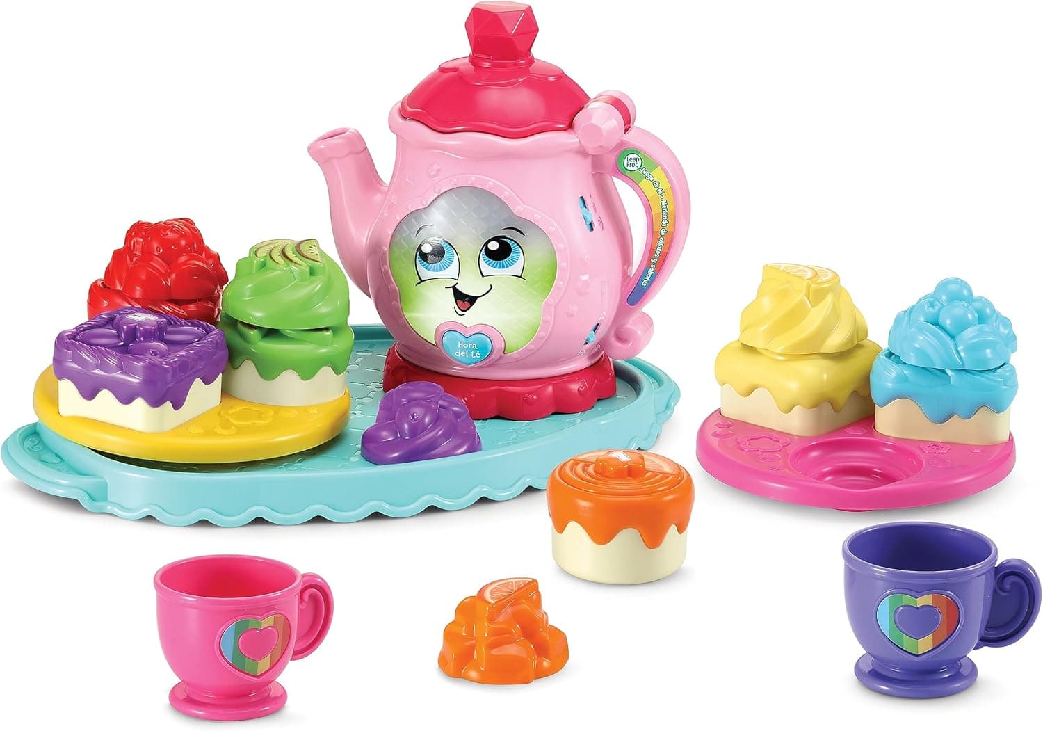VTech Leapfrog Conjunto de chá lanche de cores e sabores, brinquedo interativo para crianças + 1 ano, aprenda as cores, tipos de fruta, simule uma tarde de chá, versão ESP