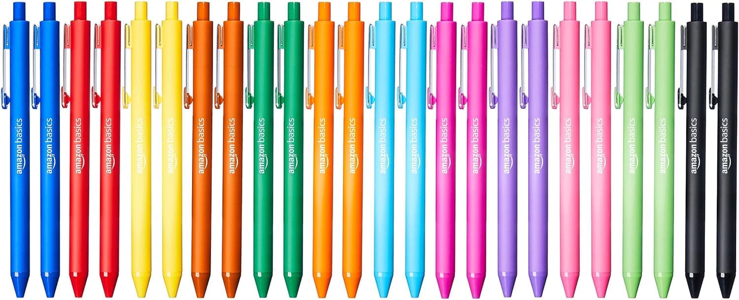 Amazon Basics - Caneta de ponta de bola retrátil, 24 unidades, classificado
