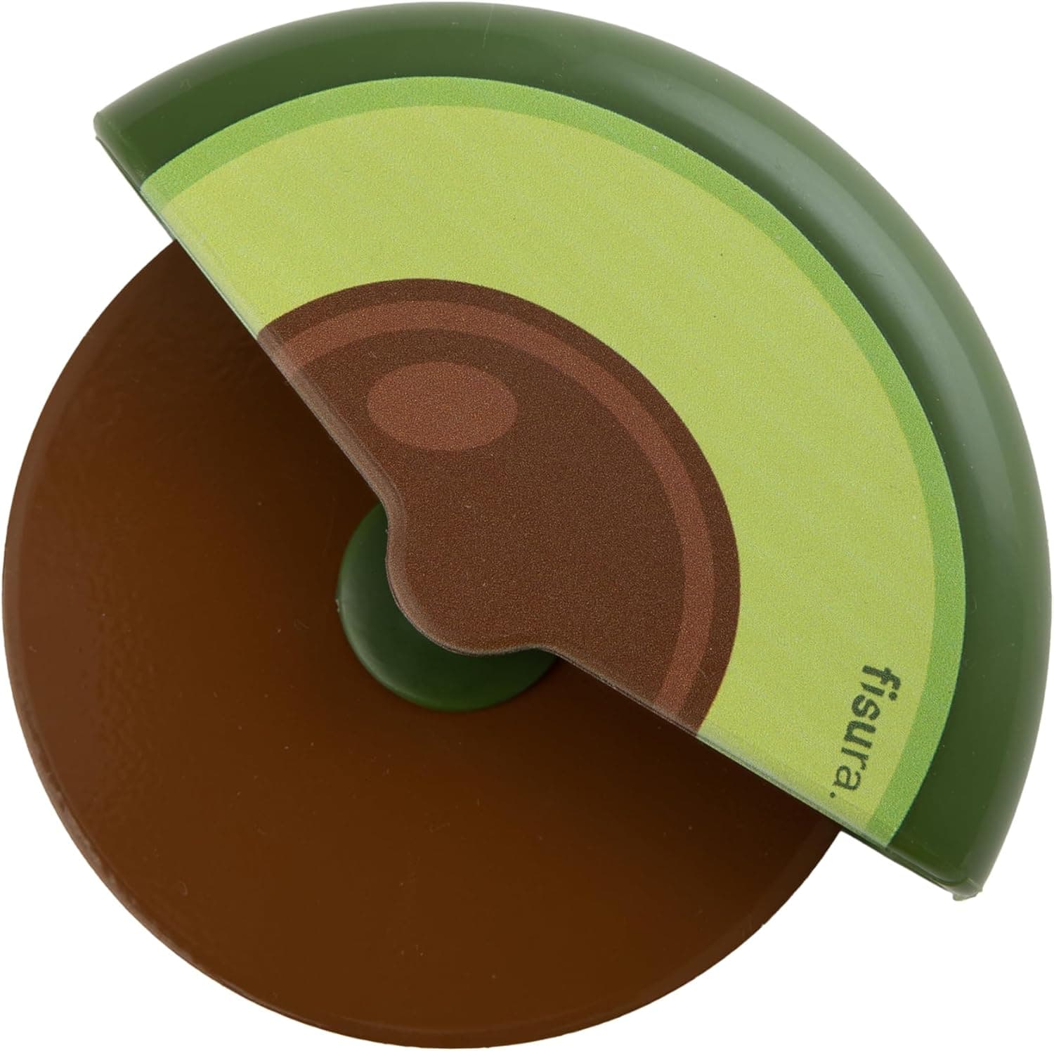 FISURA Cortador de pizza original "abacate". Cortapizza com roda divertida. Faca de pizza em aço inoxidável e ABS. Medidas: 7,5 x 5,5 cm