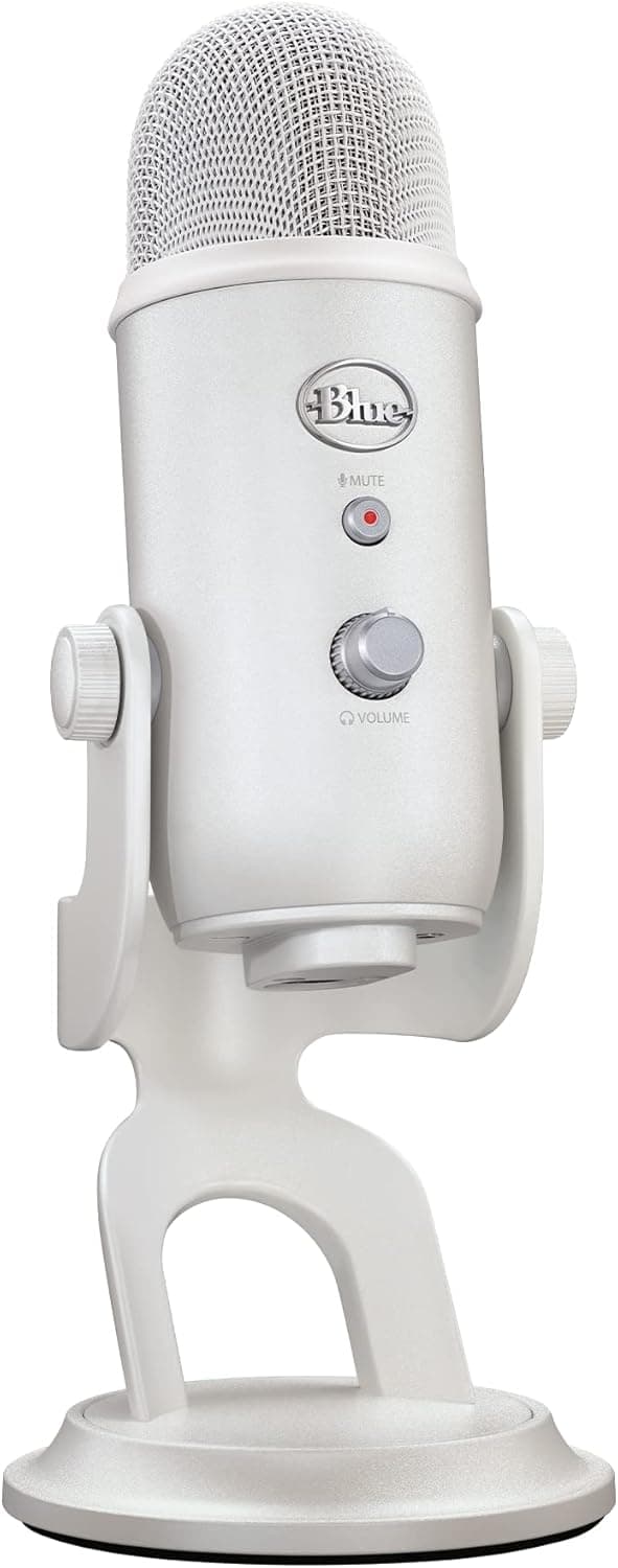 Logitech G Blue Yeti Microfone USB para streaming de jogos, software Blue VO!CE, PC, podcast, estúdio, Mic para computador, temas exclusivos da Streamlabs, acabamento de edição especial - branco