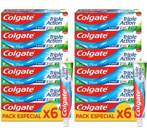 Colgate Tripla ação pasta de dentes, pack 12 unidades x 75 ml