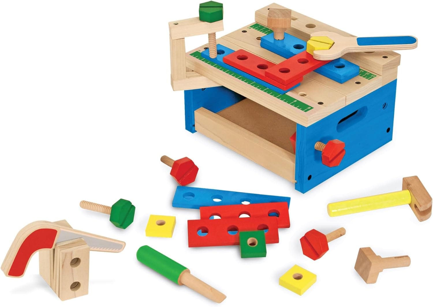 Melissa & Doug -9386 Banco de ferramentas de madeira, cor sortida