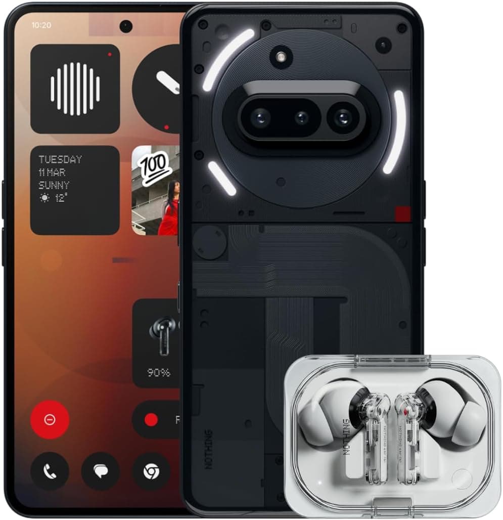 Nothing Phone (3a) 256 GB - smartphone com câmara frontal de 32 MP - preto + Nothing Ear (a) branco