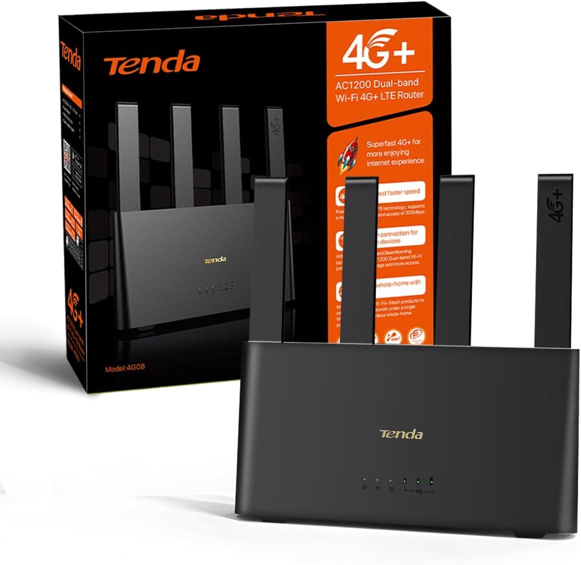 Tenda 4G08 | Router 4G+ SIM dual band AC1200 com 4 antenas externas e porta Gigabit