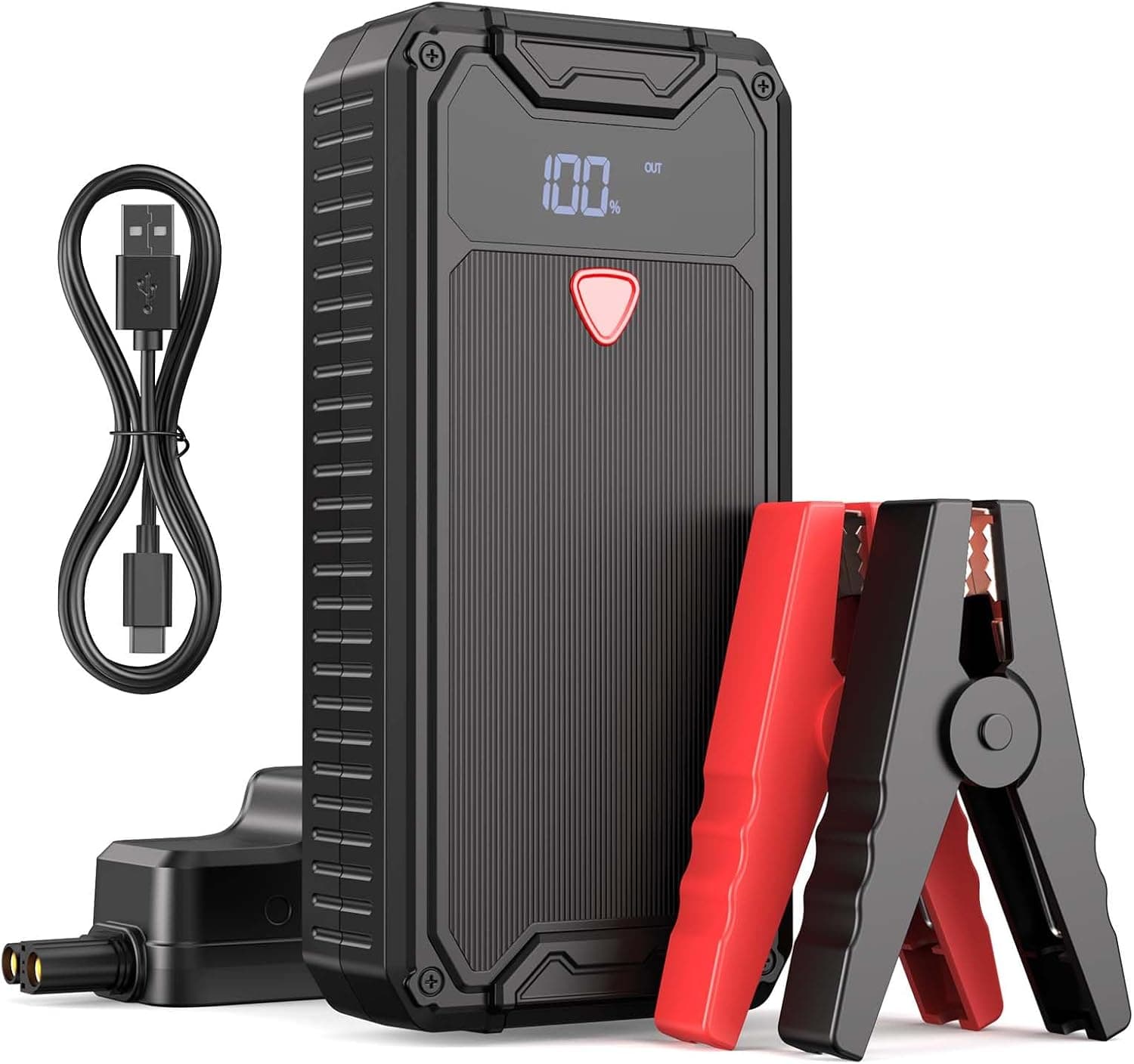Banco de energia de inicialização, 4000A iniciador de carros portátil (para 9,0 L Gás ou 8,0 L Diesel), 26800 mAh Iniciador de baterias para carroecrã LCD, lanterna LED de saída, QC3.0, Jump Starter