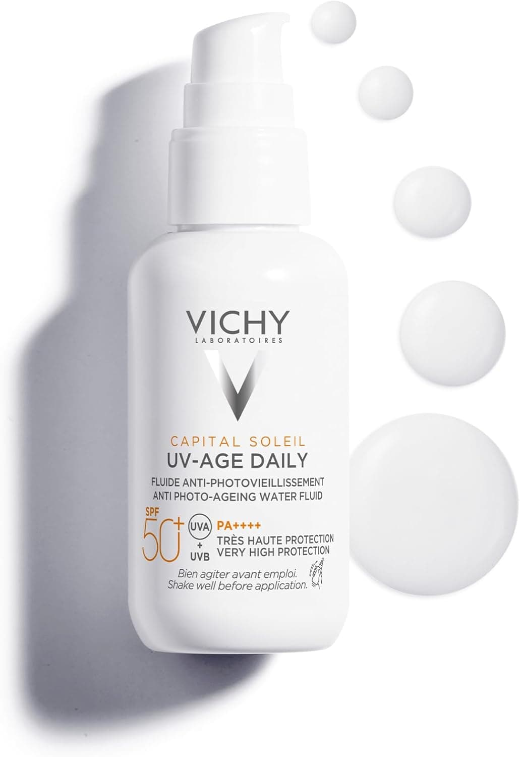 Vichy Líquido protetor UV-era de uso diário, combate ao envelhecimento, previne rugas e manchas, proteção de fotografia SPF50 contra raios UVB e UVA, capital solar, 40 ml