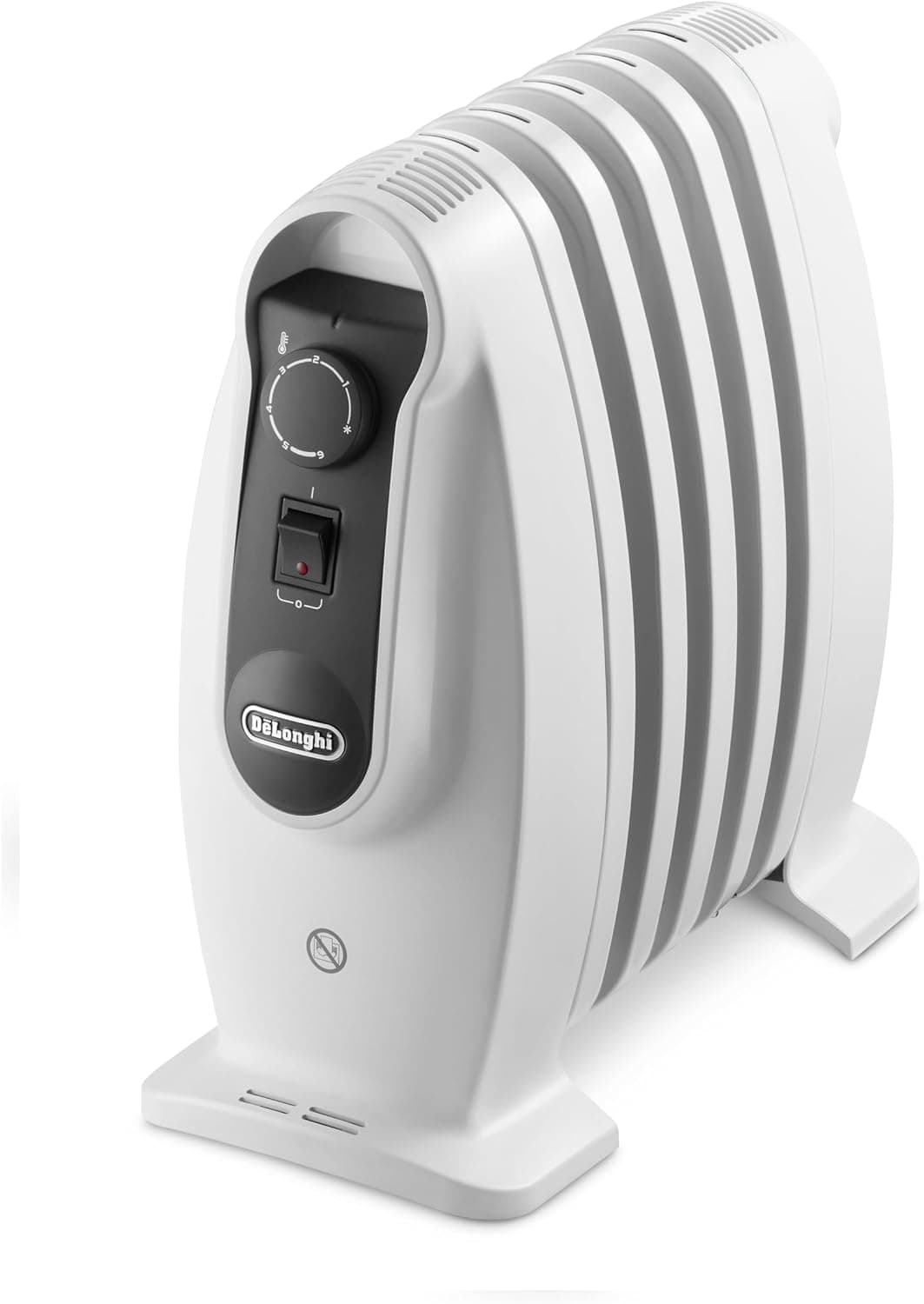 De'Longhi TRNS 0505M - Radiador de óleo, 500 W, termostato de segurança, função Eco, controlos digitais, branco