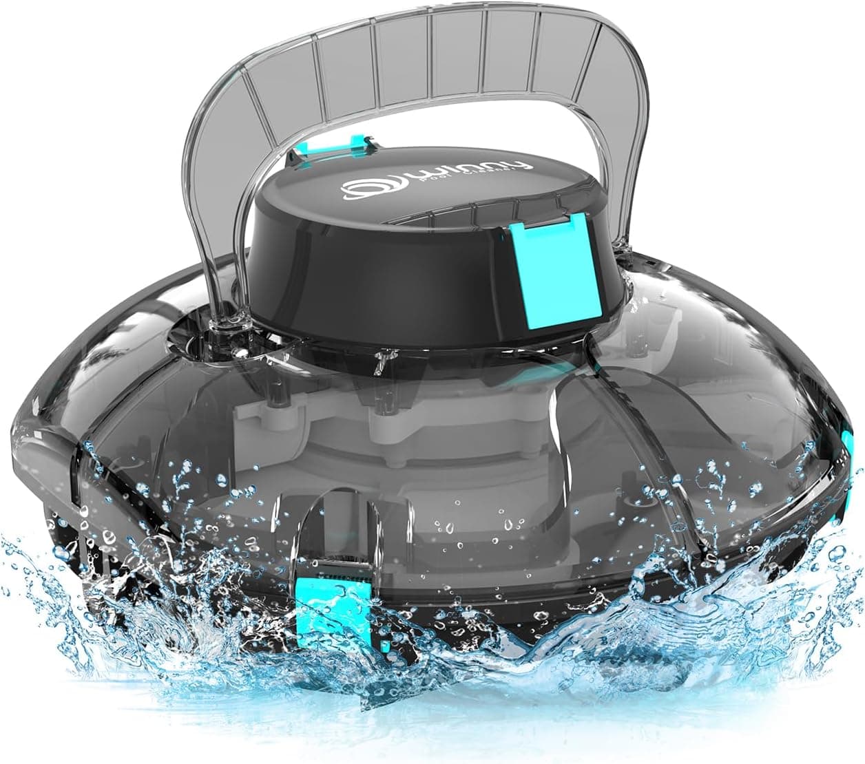 WINNY POOL CLEANER Winny 200 Limpador de fundos de piscina, sem fios Robot limpa-fundos de piscina, 75 m automático, piscinas desmontáveis 60 m², filtração dupla, estacionamento automático (preto