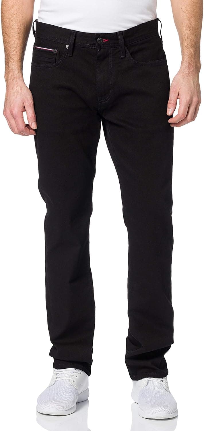 Tommy Hilfiger Calças de ganga para homem Core Straight denton Ohio Rinse com Stretch