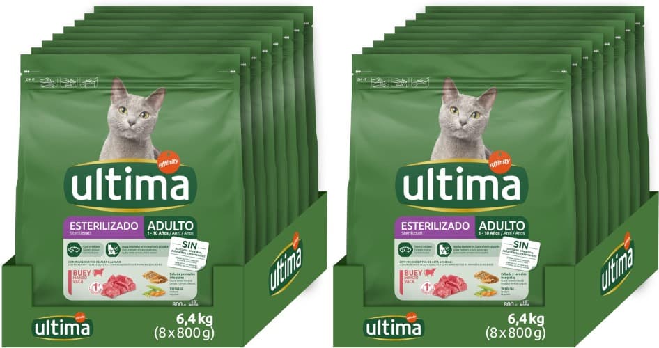 Ultima Esterilizado Adult Buey, comida seca para gatos, 16 x 800 g, total 12.8 kg