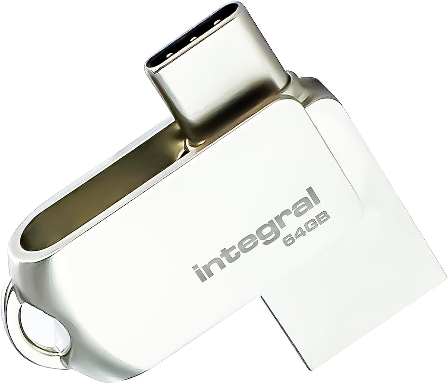 Integral 64 GB 360-Dual USB 3.0 Tipo C e Tipo A Pendrive com carcaça de metal sólido, velocidades de transferência rápidas e simplesmente conectar e usar